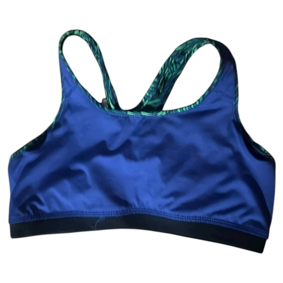 Nike Pro Dri-FIT Sports Bra Size Large Blue Green Geometric Racerback - Picture 4 of 4